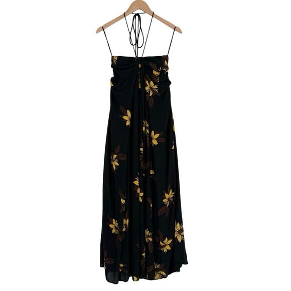 Free People Tropical Escape Halter Neck Cutout Maxi Dress in Black | Size Small - Picture 3 of 9